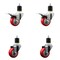 Service Caster 3'' Red Poly Swivel 1-7/8'' Expanding Stem Caster Set 2 Total Lock Brakes, 4PK SCC-EXTTL20S314-PPUB-RED-2-S-2-178 - alternate 1